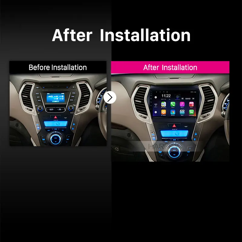 Excellent Harfey Car Radio Android 9.0 For 2013 2014 2015-2017 Hyundai IX45 SantaFe 9 inch Bluetooth WIFI GPS Navigation Multimedia Player 4