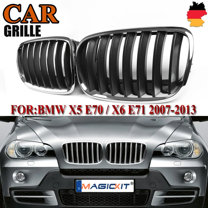 MagicKit пара для BMW E70 X5 E71 X6 07-13 передний бампер решетки почки грили хромированный