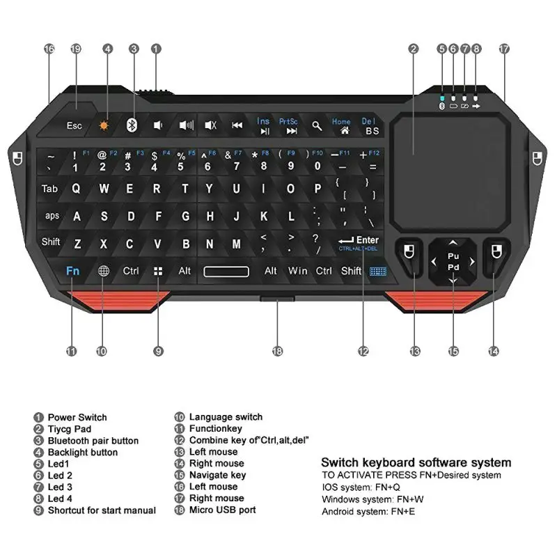 Мини мобильный телефон планшет клавиатура Поддержка Windows/Android 3,0+/IOS Беспроводная Bluetooth клавиатура с подсветкой