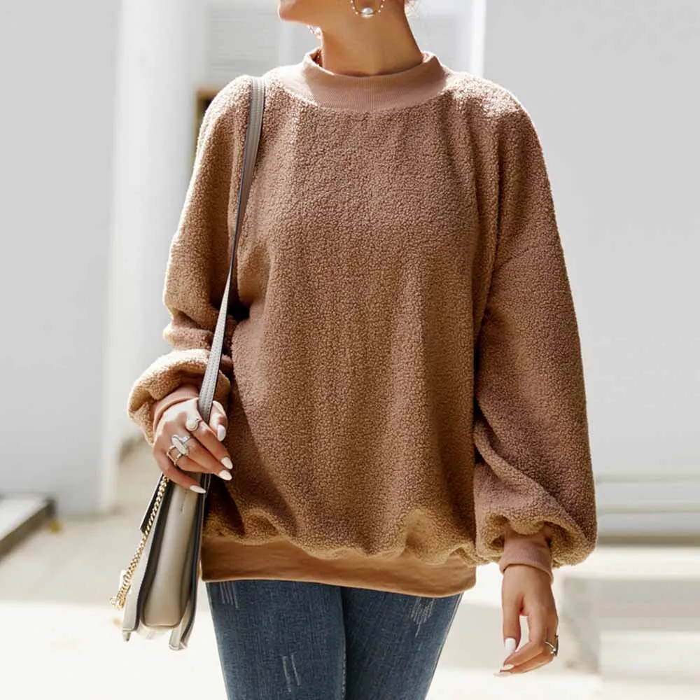 Women Fleece Teddy Hoodies New Arrival Female O Neck Autumn Winter Pullover Sweatshirts Coats WDC3962