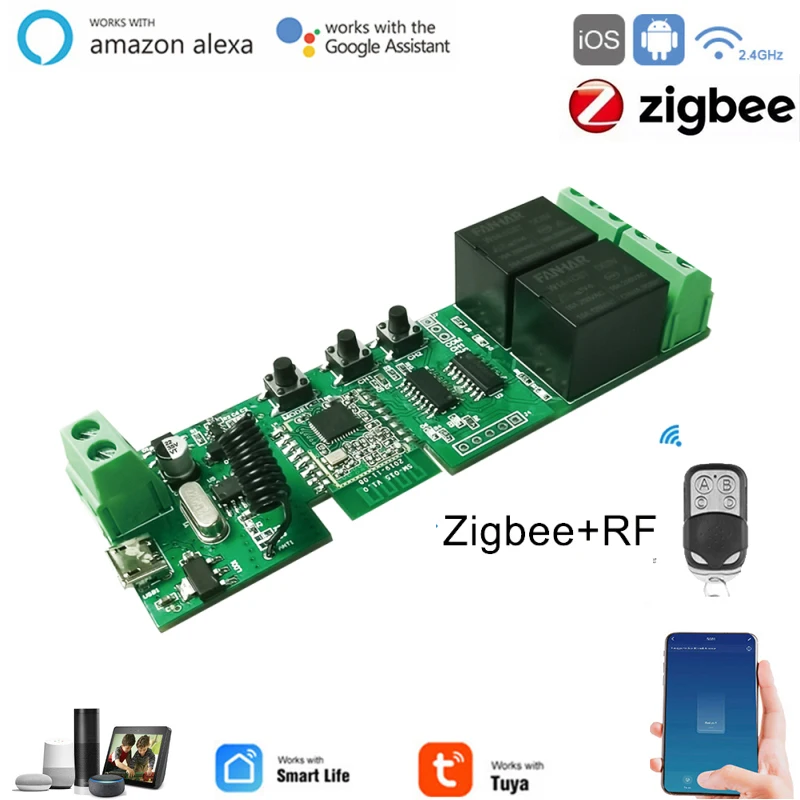ZigBee DIY WiFi Smart Light Switch Relay Module RF433 Receive 1/2CH APP