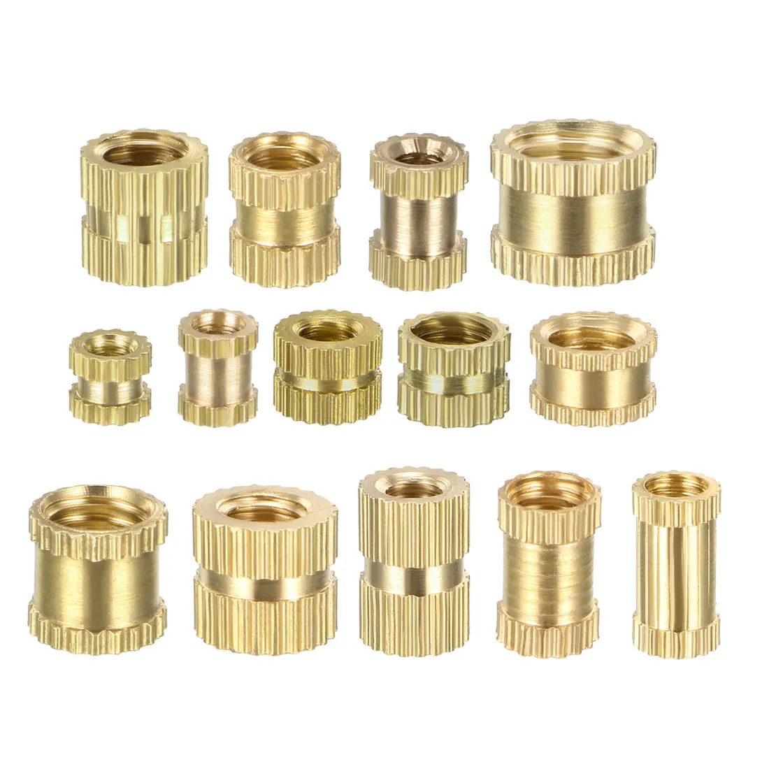 

200pcs M2 M3 M4 M5 M6 Female Thread Brass Knurled Threaded Insert Embedment Nuts 3mm 4mm 5mm 6mm 8mm Length