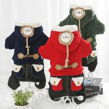 

Kawaii Overalls for Dogs Warm Winter Clothing Pajamas for Pet Dog Cat Jumpsuit Fleece Inside Puppy Outfit Hood Dog Clothes
