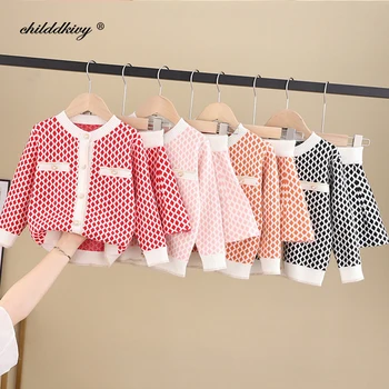 

Girls' sweater set 2020 new Baby Girls sweater cardigan and skirt two-piece suit long-sleeve Children Girls' knitted sweater set