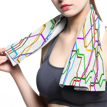 

Colorful Lines Building Traffic Map Face Towel Cooling ice Utility Instant Cozy Ice Cold for Running