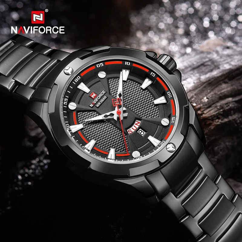 NAVIFORCE модные золотые часы Мужские Роскошные Кварцевые наручные Военные