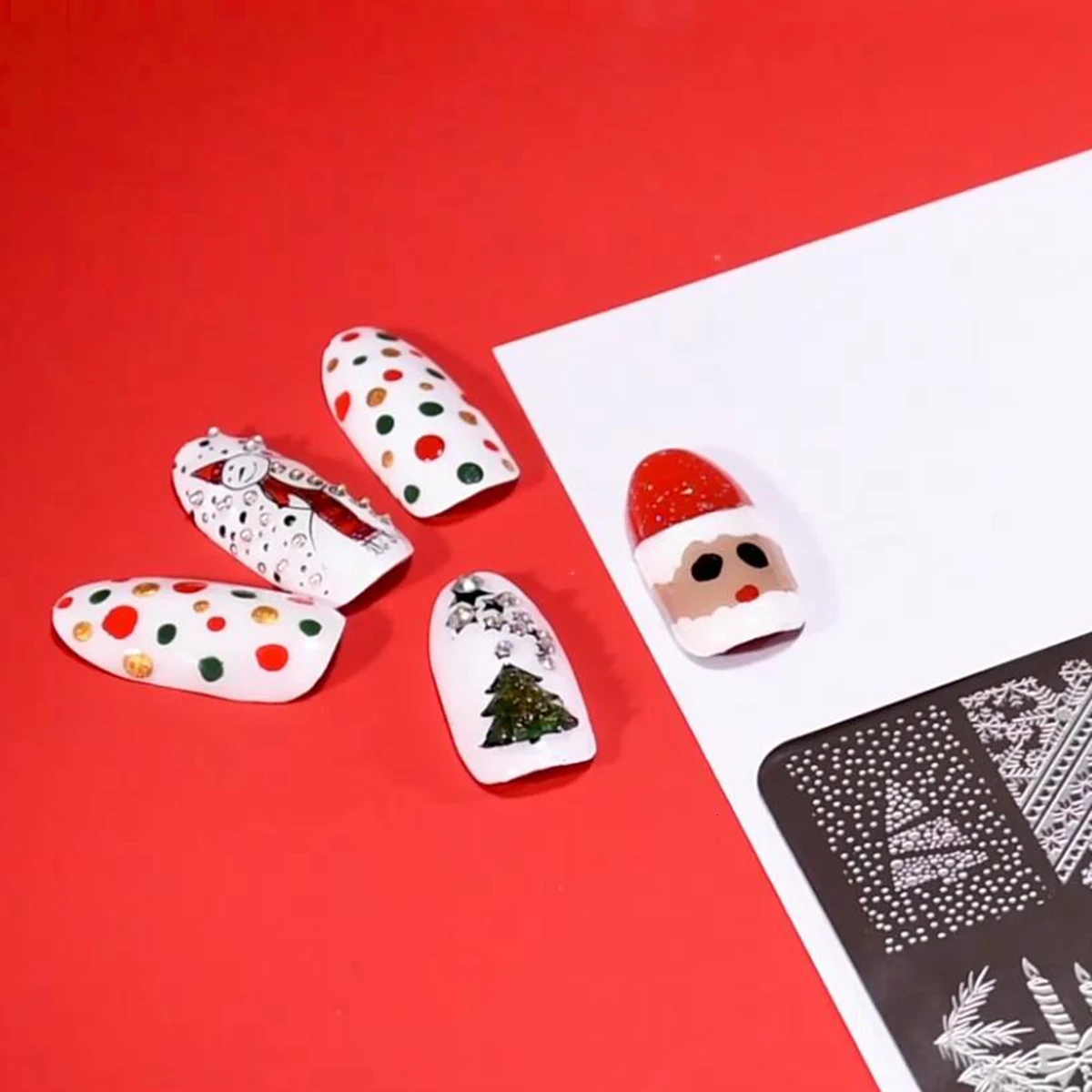 SHOPANTS 6*12 Christmas Nail Stamping Template New Year Rectangle Nail Art Stamping Plate