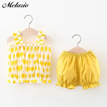 

Melario Girl Clothes Newborn Baby Suspenders T-shirt and Shorts Cute Print Kids Clothes Summer Children Clothing