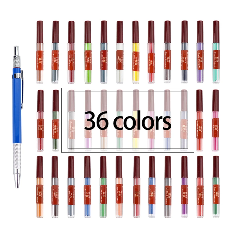 1pen-36colors Сменный механический/автоматический цветной карандаш 2,0 мм, заправочный карандаш, 36 цветов - Цвет: 1pen-36colors