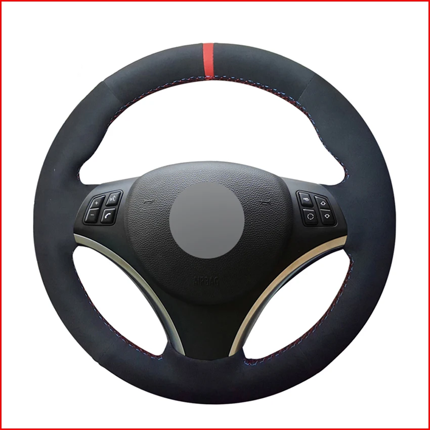 Black Suede Hand Sew Comfortable Soft Steering Wheel Cover for BMW E90 E91 E92 E93 E87 E81 E82 E88 X1 E84 Accessories | Автомобили и