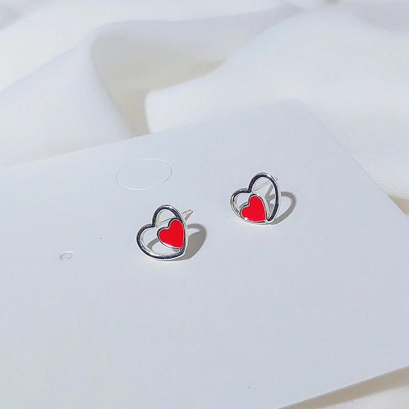 heart B Оригинальные серьги из стерлингового серебра 925 пробы простые маленькие серьги-гвоздики для женщин милые ювелирные изделия Сердце Звезда Pendientes Mujer Brincos - Окраска металла: heart B