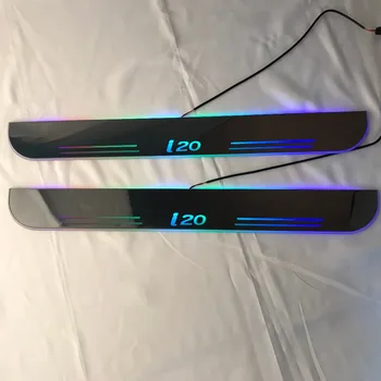 

Acrylic door sill plate strip with led decorative welcome light moving door scuff for hyundai i20