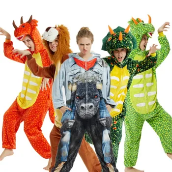 

Green triceratops Homewear Pajamas Women Kigurumi Unicorn Pajamas Sets Flannel Animal Winter unicornio Nightie Pyjamas Sleepwear