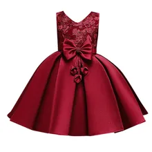 Детские платья с галстуком-бабочкой для девочек; платье принцессы; пышное платье подружки невесты; костюм для дня рождения; свадебное платье для девочек; vestido