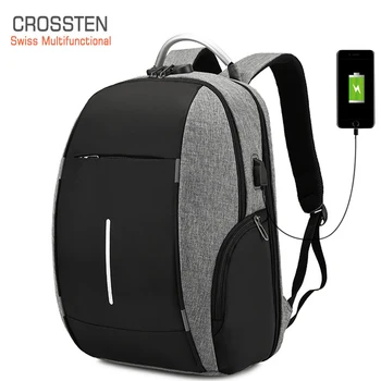 

2020 New Crosste Combination Lock Anti Theft Nylon Men 15.6 inch Laptop Backpacks Travel Male Mochilas Casual Women Schoolbag