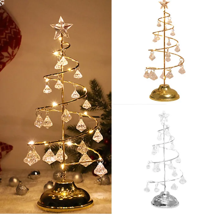 Светодиодный светильник для рождественской елки с кристаллами, на батарейках, для украшения стола, окна, дома, офиса, MYDING