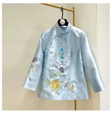 Китайские платья-Ципао с вышивкой Мандарин воротник стиль традиционные куртки Топ для женщин - Цвет: D
