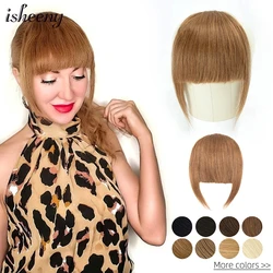 Isheeny Natural Human Hair Blunt Cut Bangs 3 Clips In Black Fringe Hair Piece 3D Blonde Bang 8