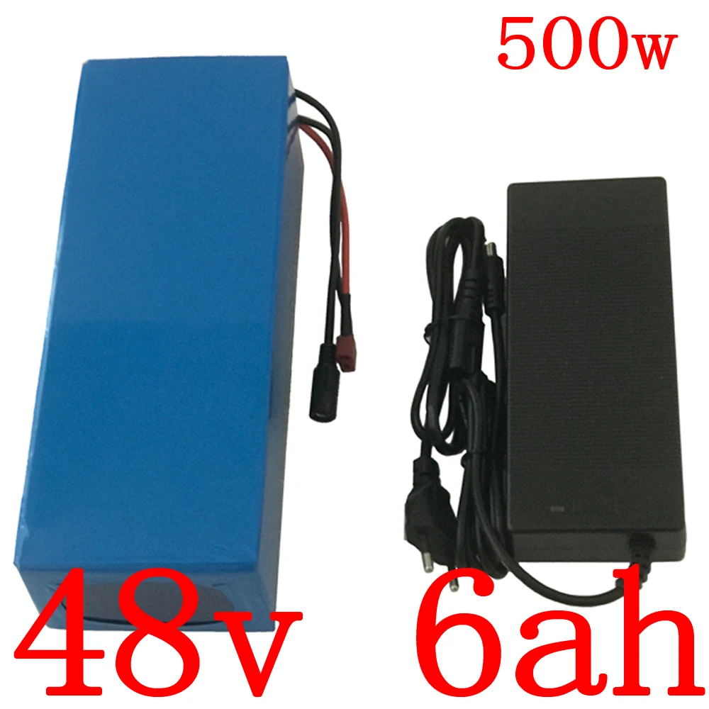 Buy AIR 48V battery pack 48v 6Ah lithium battery 500W 48V 6AH electric bike battery with 15A BMS and 54.6V 2A charger free shipping 