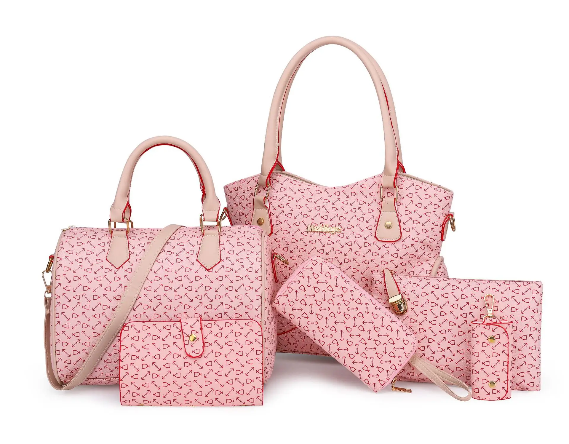 

2019 New Style Korean-style WOMEN'S Fashion Handbag Women's Different Size Bags Bone Pattern Six Pieces Set One-Shoulder Oblique