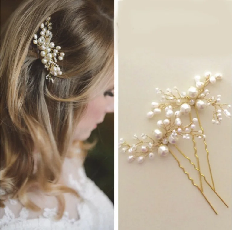 

Fashion Exquisite Pearls Hair Pins Women Wedding Headband Girls Stage Performance Crystal Rhinestone Headdress Headpiece Gift