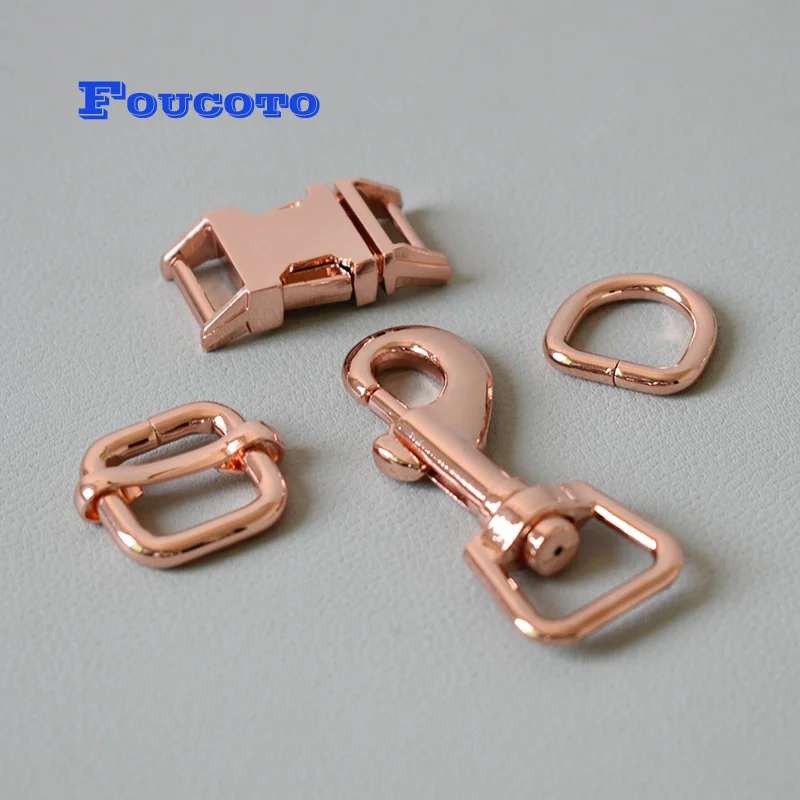 

10 sets/lot Metal sliders adjuster D ring release buckle 15mm webbing for dog collar necklace DIY leather chain accessories