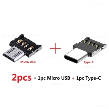 

2pcs Type-C Connector Type C Micro USB 2.0 Male to Female OTG Adapter Converter For Android Tablet Phone Flash Drive U Disk