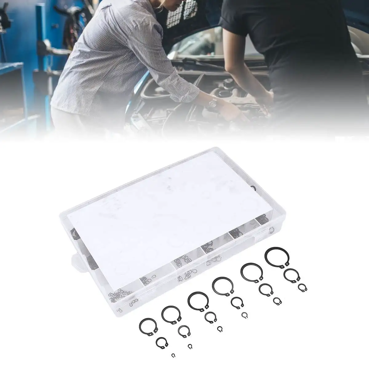 

600pcs Internal External Retaining Circlips C-clip Washers Snap Retaining Ring Circlip Carbon Steel Assortment Kit M3-M32