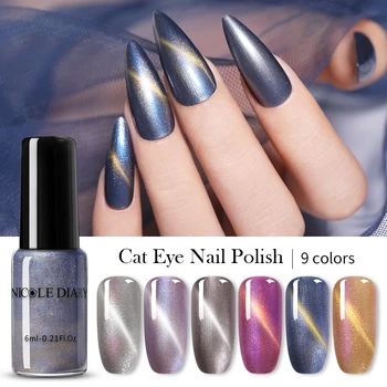 

NICOLE DIARY Magnetic Nail Polish Colorful Sequins Soak Off Nail Art Polish varnish Varnish Nail Designs DIY 6ml