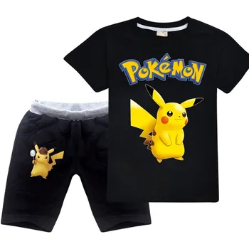 

POKEMON GO Detective Pikachu Kids Boys Girls Clothes Sweatshirt Tops Teenage Cartoon Sport T-shirt Set Boutique Kids Clothing