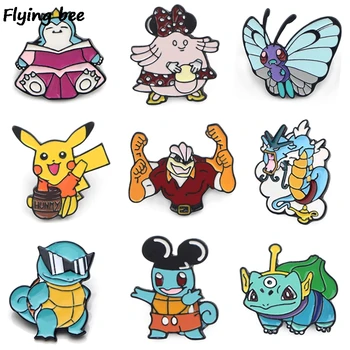 

20pcs/lot Flyingbee Funny Kawaii Cartoon Anime Enamel Pin Brooch Collection Metal Lapel Pin Badge for Women Men Jewelry X0412