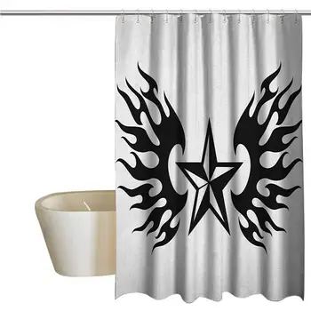 

Texas Star Elegant Shower Curtains United States of America Themed Star and Flames Silhouette Abstract Design Waterproof Fabric