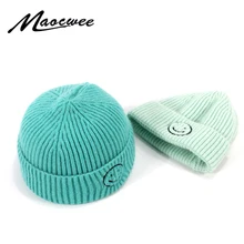 Женская шляпа, осенне-зимняя вязаная шапка, модная шапка бини, шапка с помпоном для девочек и мальчиков, милая хлопковая теплая зимняя шапка с помпонами, выходная шляпа