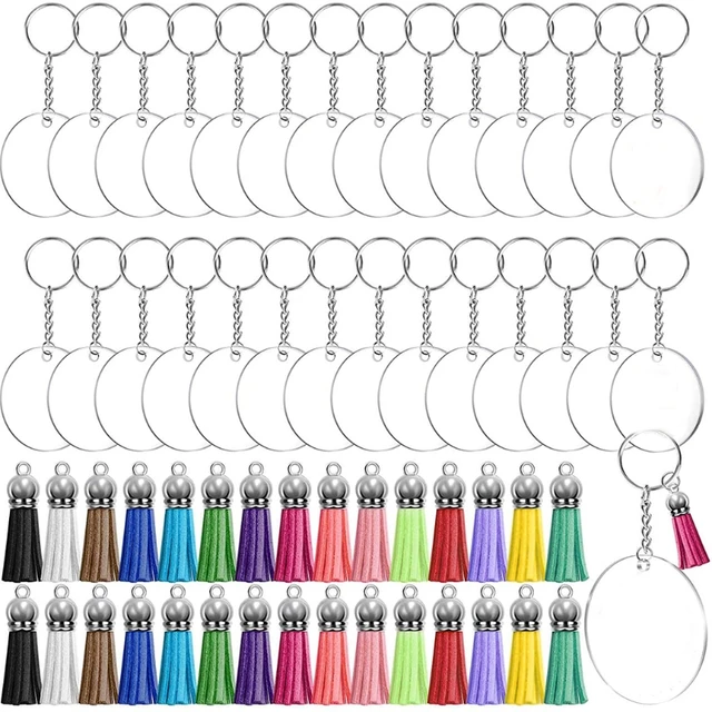 90 Pieces Clear Acrylic Keychain Blanks Rectangle 2 Inch Plastic