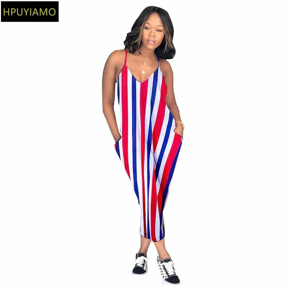 Vertical Striped Print Summer Bodysuit for Women Spaghetti Strap Sleeveless Skinny Romper Deep V Neck Backless One Piece Overall | Женская