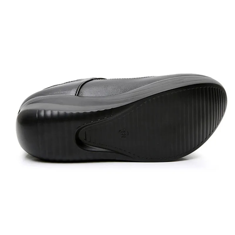 LIN KING черные женские туфли лодочки с круглым носком размера плюс на платформе