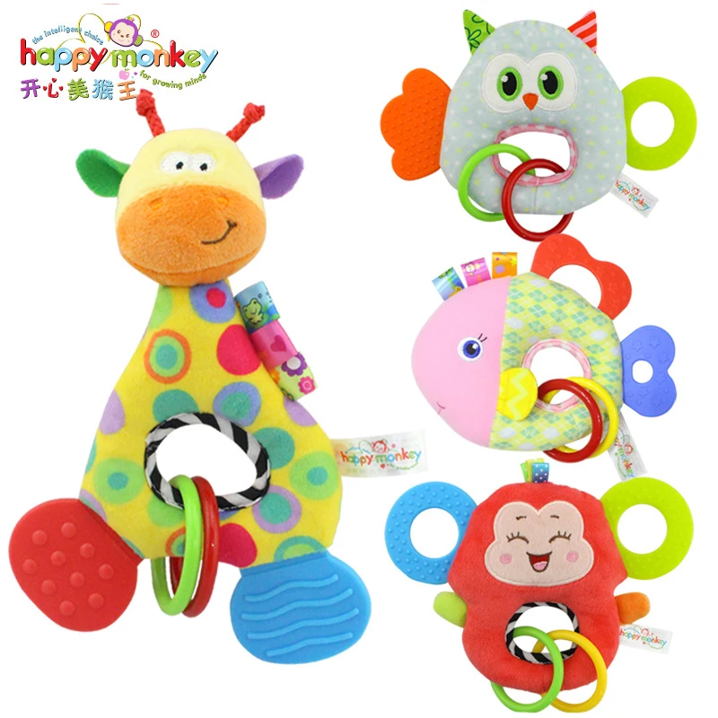 Счастливый обезьяна кора резинки куклы BB детские игрушки новорожденных креативные плюшевые колокольчик WJ458