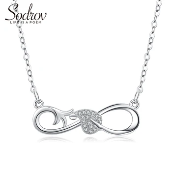 

Sodrov 925 Sterling Silver Lucky Chain Necklace Trendy Elegant Fine Jewelry for Women