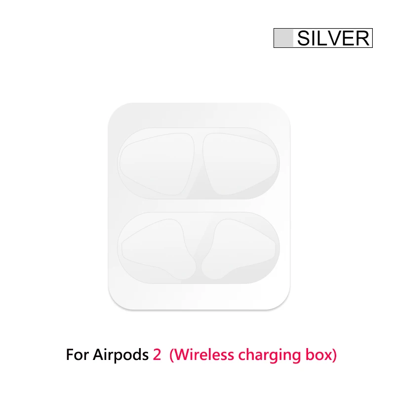 Ультратонкий защитный чехол пыленепроницаемый для Apple Airpods 2 1 пленка наклейка железная стружка защита от пыли для наушников Airpod - Цвет: Silver for Airpods 2