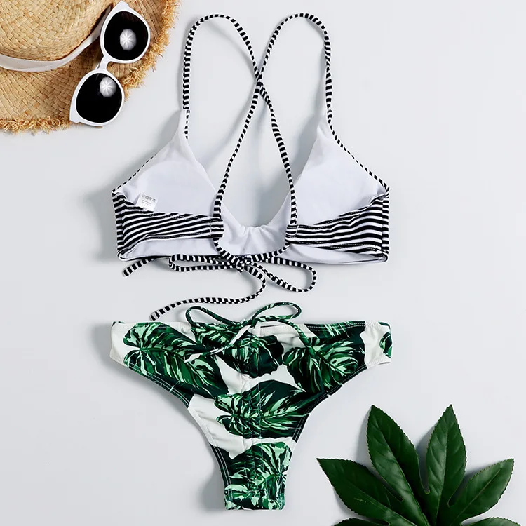 Personality Gather Together Printing Fission Bikini Swimwear Bikini2019 Swimming Suit Two Piece Set