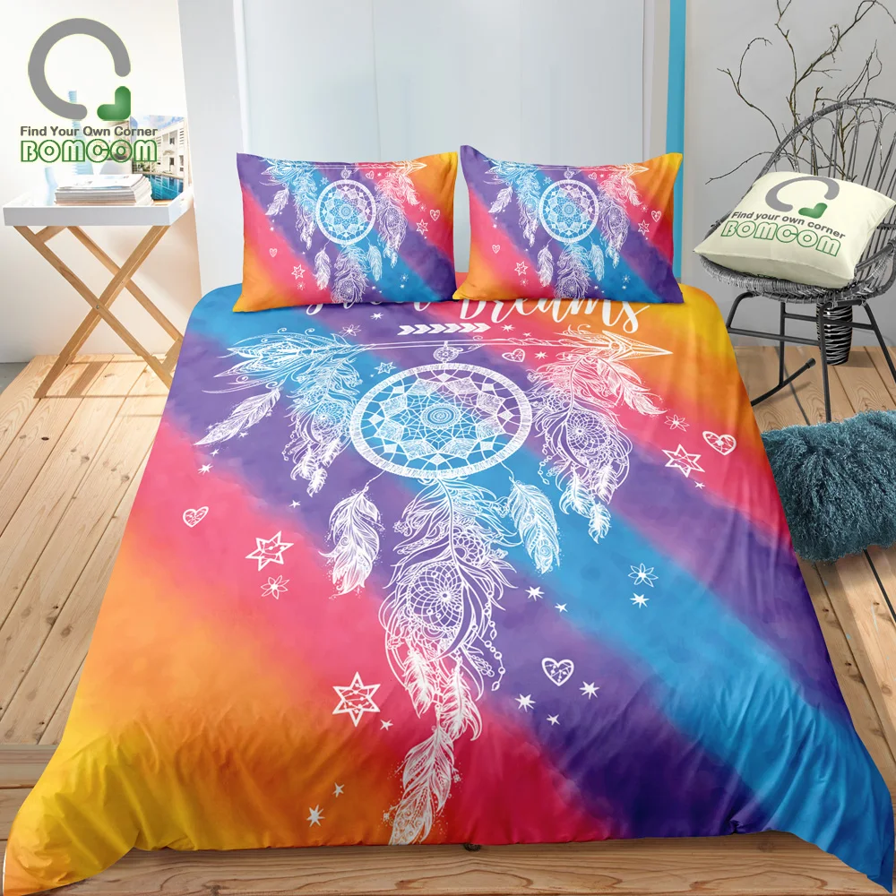 Bomcom Digital Printing Bedding Set Dream Catcher Rainbow