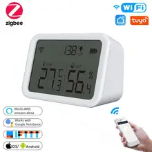 Tuya Zigbee – capteur d'humidité et de température, détecteur de lumière Lux, avec écran LCD, fonctionne avec Tuya Zigbee Hub, pour maison intelligente