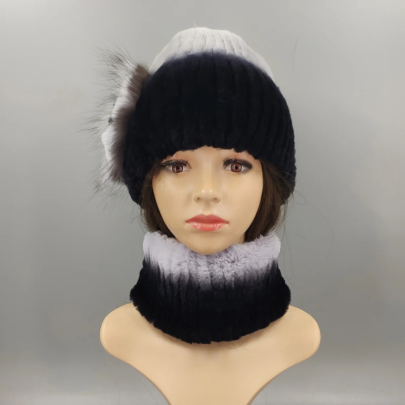 Зимние женские головные уборы Лисий помпон из меха кролика skullies beanies Теплые эластичные модные пушистые уличные Стильные Шапки из натурального меха