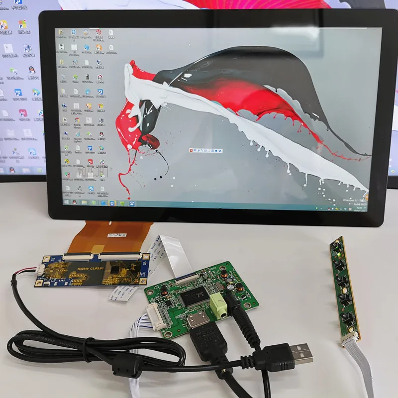 ЖК-Плата управления HDMI + емкостный сенсорный экран 13,3 дюйма + ЖК-Дисплей 1920x1080 ips ЖК-экран DIY комплекты модуль для автомобиля Raspberry Pi 3