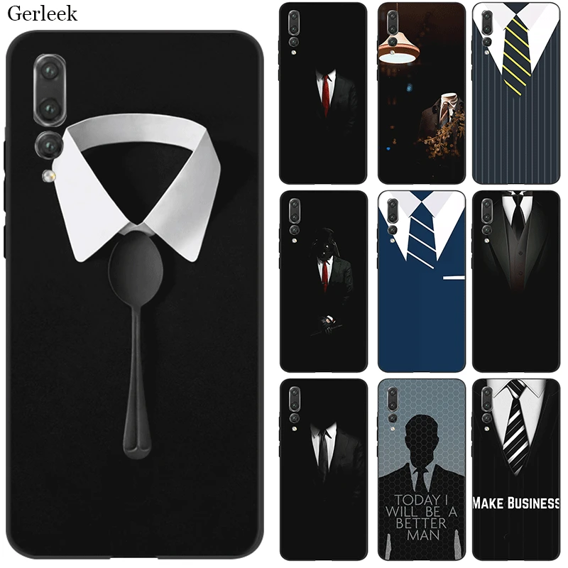 

Mobile Phone Case Silicone For Huawei Honor Note 9X View 20 8 9 10 Pro Lite 8X 8C 7X 7C 7A 6A Cover Men's Shirt Tie Lines