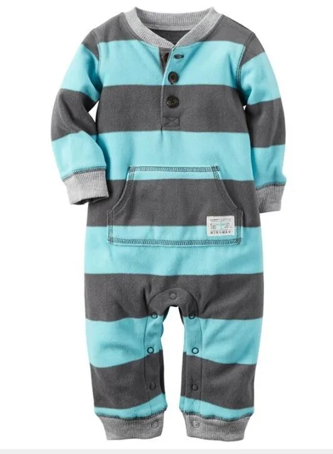 Green blue stripe Детские комбинезоны, Осенние флисовые пальто для младенцев, одежда с капюшоном и ушками, милые камуфляжные комбинезоны для маленьких мальчиков, одежда - Цвет: Green blue stripe