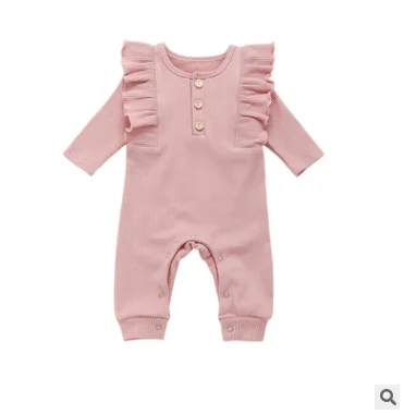 Pink Одежда для малышей и детей постарше; осеннее платье; комбинезон; хлопковый комбинезон; цельнокроеная одежда; - Цвет: Pink