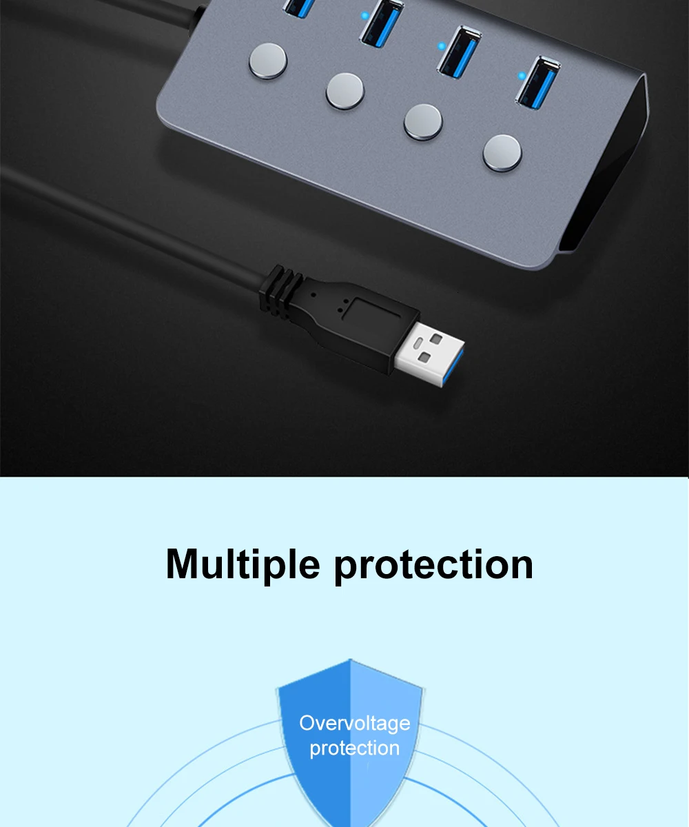 CHYI концентратор USB 3,0 4 порта Высокоскоростной Алюминиевый сплав USB разветвитель адаптер для Macbook PC Компьютерные аксессуары