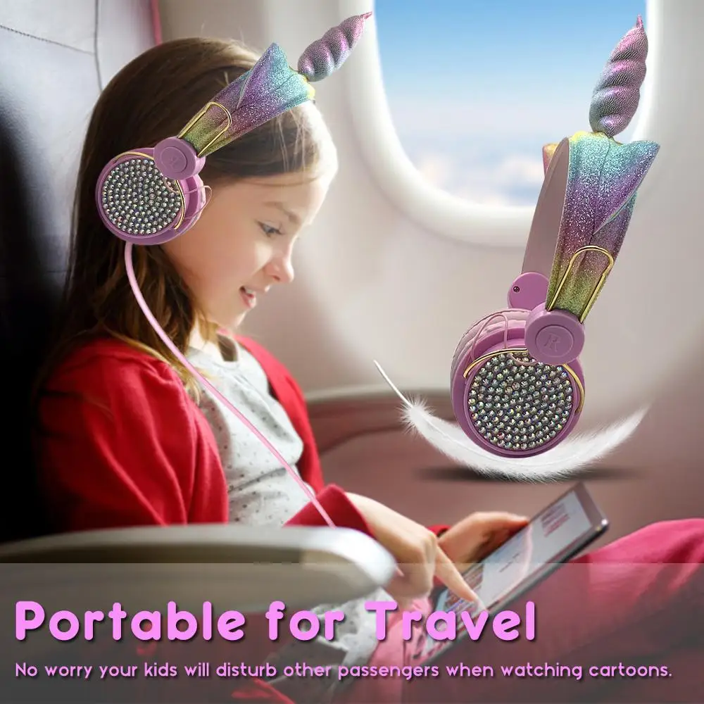 JINSERTA Cute Unicorns Wired Headphone Girls Daugther Music Stereo Earphone Computer Mobile Phone Gamer Headset Kids Gift
