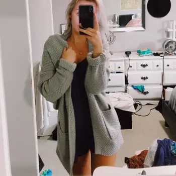 

Women Coat Knitted Long Sleeve Cardigan Tops Casual Loose Coats Outwear Autumn Winter Women Clothes Knitwear Tops